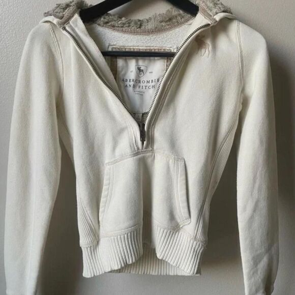 Abercrombie & Fitch Off-White Quarter Zip Jacket - Picture 1 of 6
